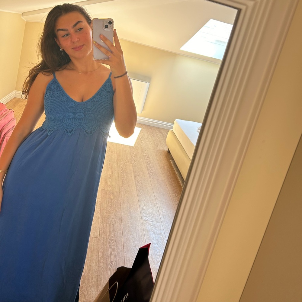 blue a-line dress